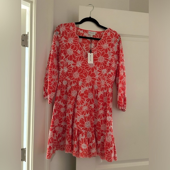 MILLY brielle coral eyelet dress. - Picture 2 of 5